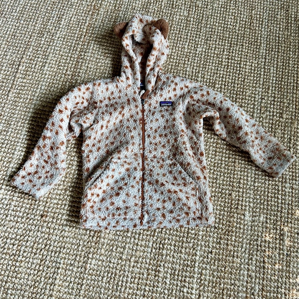 Patagonia Kids Spotted Fleece Jacket with Bear Ears size 5T